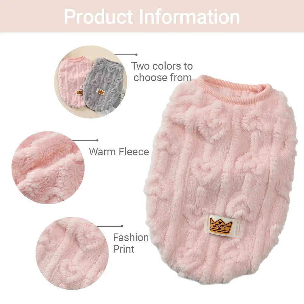 This shows the material and the fashion print used in the dog fleece jacket
