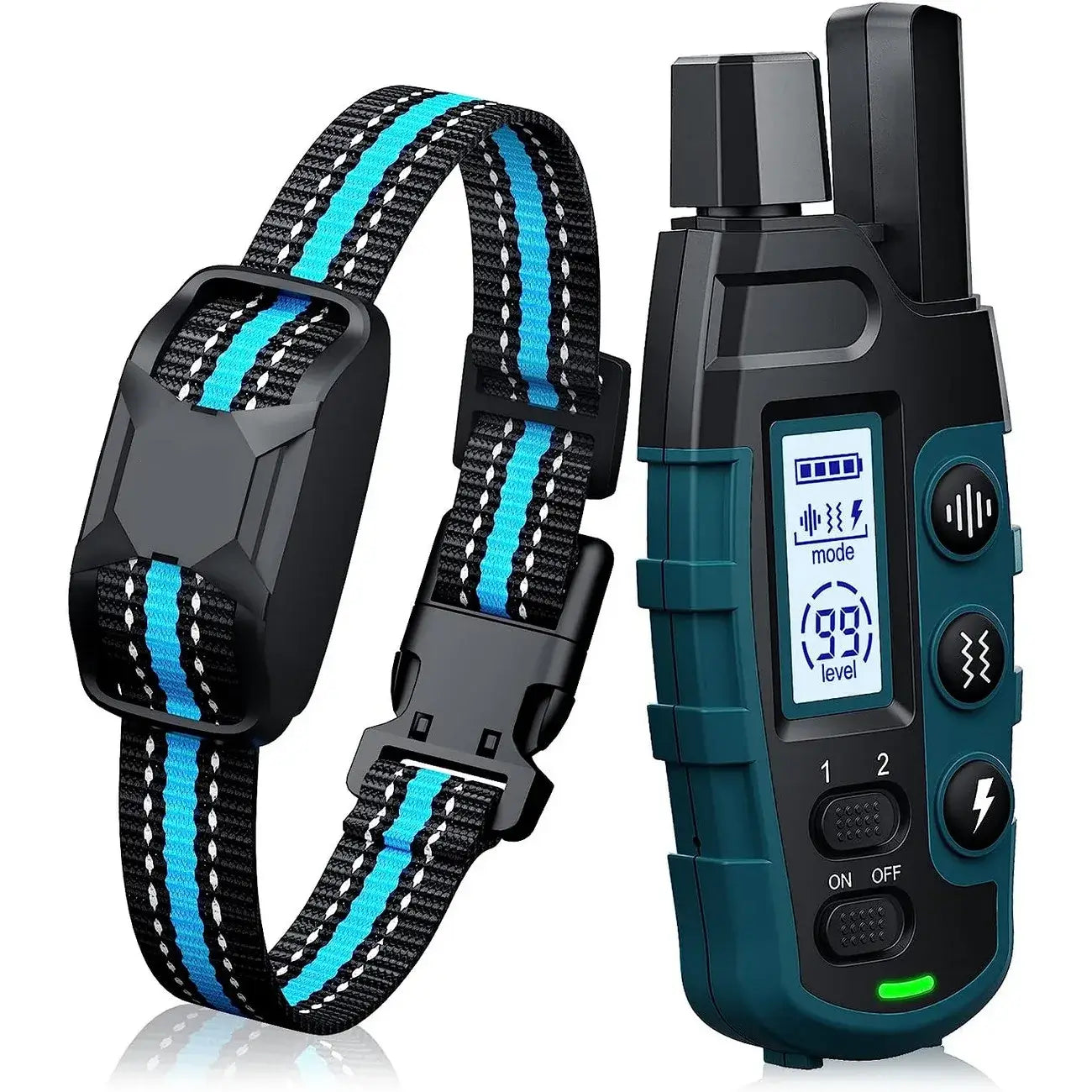 Dog collar with electronic device on a white background

