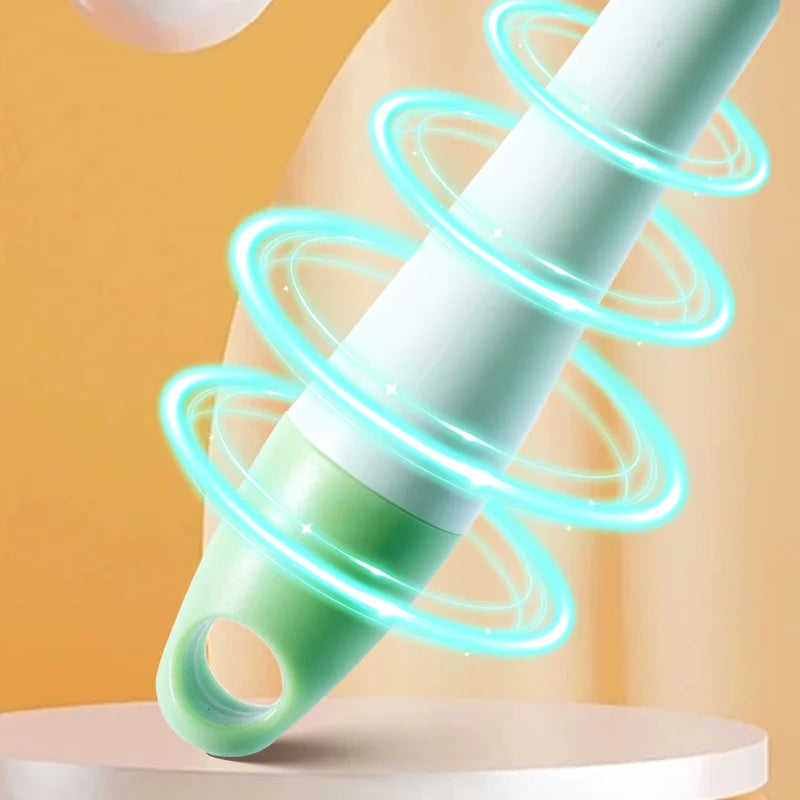 Neon green and white spiral brush on a yellow background

