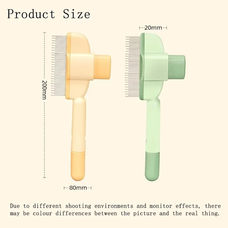Two grooming brushes with measurements on a white background